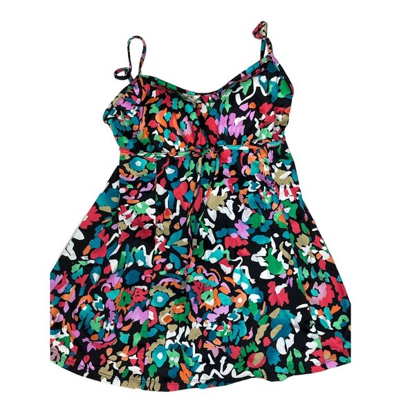 Swim Solutions Women’s Size 8 Floral Swim Dress Built-In Bra Full Coverage - Picture 1 of 8